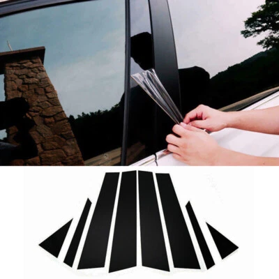 Cubierta de moldura de puerta postes de pilar de puerta de ventana negra 8 piezas para Nissan Sentra 2013-2019 Foto 1 de 4