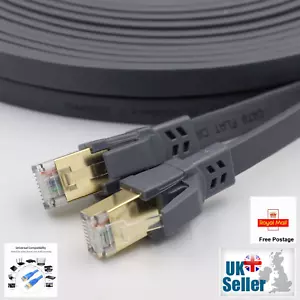 RJ45 CAT8 NETWORK CABLE FLAT SHIELDED ETHERNET LAN HIGH SPEED 2000MHz 40GBPS LOT - Picture 1 of 9