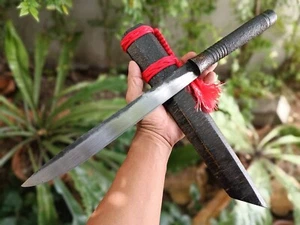 Custom short sword machete hunting knife 11.7” File steel forged blade, Teak pod - Picture 1 of 21