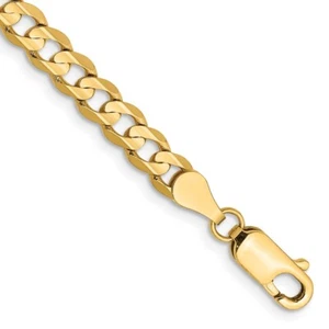 Real 14K Yellow Gold 4.5mm Open Concave Curb ChainBracelet; 8 inch - Picture 1 of 3