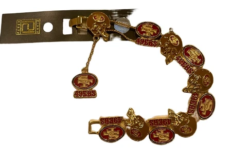 SAN FRANCISCO 49ers Gold 3D Helmet 10 Charms Bracelet  NFL Licensed Jewelry Cover