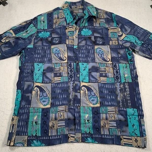 Haupt Shirt Mens Medium Blue Geometric Viscose Rayon Geometric - Picture 1 of 13