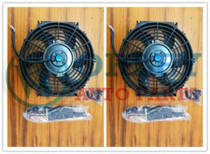 Two 10" inch Radiator Fan RACING COOLING Universal Electric + mounting kit black - Picture 1 of 6
