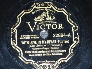 JAZZ 78 rpm RECORD Victor PETER VAN STEEDEN & ORCHESTRA Foxtrot DICK ROBERTSON - Picture 1 of 2