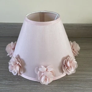 Table Lamp Shade - Pink With Flowers - Pre-Loved - Height 16.5 cms - Picture 1 of 8