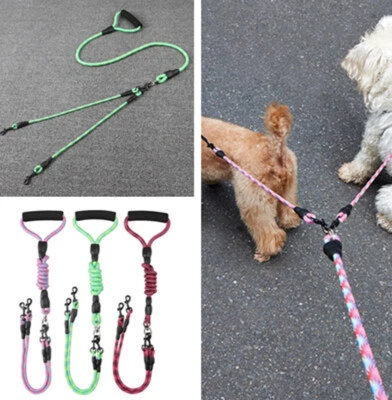 2 Ways Nylon Braided Pet Walking Leash Lead Dog Coupler Leash For 2 Dogs - Image 1 of 4