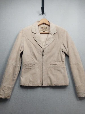 Chaqueta de gamuza vintage Y2K Mudd Jeans para mujer pequeña tostada 100 % cuero cremallera completa Foto 1 de 4