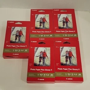 Lot Of 5 Canon Photo Paper Plus Glossy II PP-301  4 X 6” -500 Sheets Total New - Afbeelding 1 van 13
