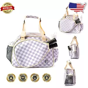 Chic Checkered Pickleball Bag with Padded Pocket for 2 Paddles - Women’s Sports - Picture 1 of 11