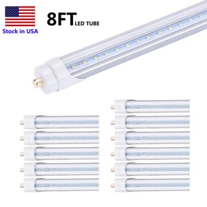 8' T8 LED Tube Light 8 ft LED Bulbs FA8 Single Pin 45W T12 Warehouse Shop Light - Picture 1 of 14