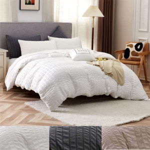 3Piece Bedding Set Queen King SEERSUCKER Duvet Cover Soft Microfiber Quilt Cover - Picture 1 of 31