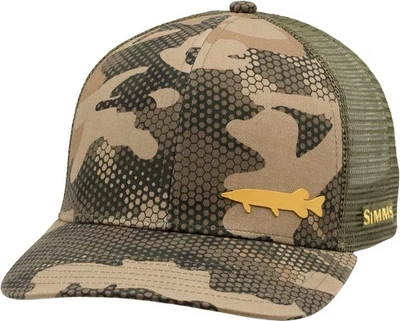 Gorra de camionero Simms Fishing Musky Payoff camuflada sin deslumbramiento negra ¡RARA! Foto 1 de 4