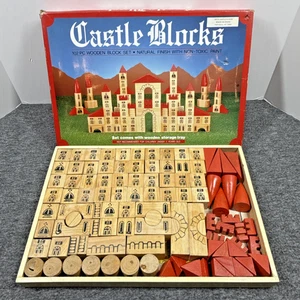 1986 Chadwick Castle Wooden Blocks Building Set 101 Wood Pieces & Storage Tray - Picture 1 of 8