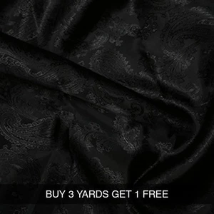 Polyviscose Black Paisley Flowers Jacquard Lining, Waistcoat, Dress, Upholstery - Picture 1 of 1