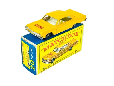 Matchbox Lesney No. 20 White Interior Chevy Impala Taxi Cab w/E4 Box - Image 1 of 4