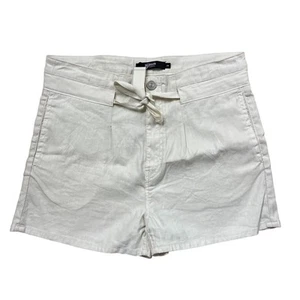 Hudson plissierte Paperbag Taillenshorts Leinenmischung beige Damengröße 26 hoher Bund - Bild 1 von 7