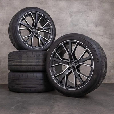 Audi Q8 SQ8 Felgen 22 Zoll 4M8 Sommerräder 4M8601025Q dark titan glanzgedreht - Bild 1 von 4