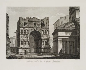 BALZAR (*1777) nach ACQUARONI (*1800), Janusbogen, Rom,  1831, Rad. Romantik - Bild 1 von 4