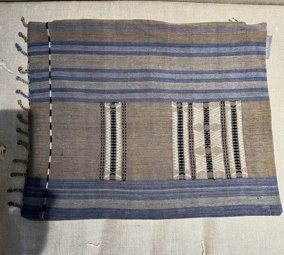 New McGee & Co Linen Blend Accent Pillow Cover Beige Blue Tan Textured - Image 1 of 4