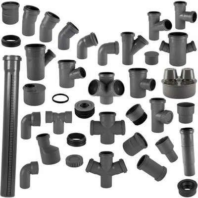 HT Rohr Abwasser Abfluss DN 32 40 50 70 75 100 110 125 150 160 Bogen Abzweig PP - Bild 1 von 2