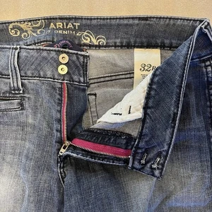 Pantalón de mezclilla Ariat para mujer talla 32R Bootcut doble botón rosa material con cremallera - Imagen 1 de 14