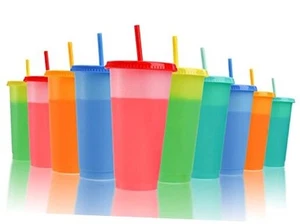 10 Pack Color Changing Cups, 24 oz Leak-proof Water Tumblers with Lids and - Picture 1 of 8
