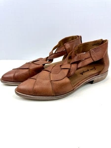 FREE PEOPLE Shoes Womens Size 6.5/ 37 Natural Wanderlust Leather Flats - Picture 1 of 10