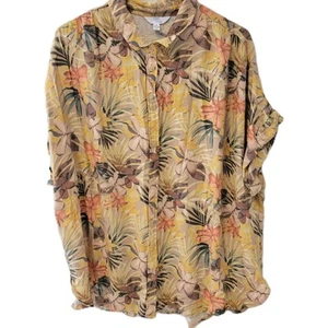 Time and True Mujer XL 16-18 100% Viscosa Floral Transpirable Caprichoso Abotonado - Imagen 1 de 6