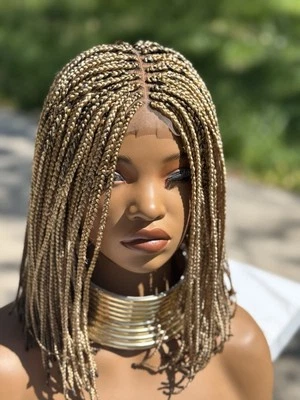 Peluca trenzada Bob rubia cierre | Peluca trenzada peluca negra | Listo para enviar Foto 1 de 2