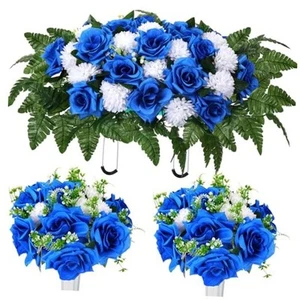 3 Pcs Artificial Cemetery Flowers for Grave Memorial Flowers Funeral - Picture 1 of 7