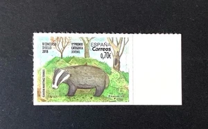 Spagna 2019 Spain marchio singolo autoadescante tasso tasso tasso animale mammifero 獾 martora - Foto 1 di 1