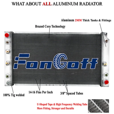 Radiador de aluminio de 3 filas para Buick Roadmaster Chevy Caprice Impala 1994-1996 Foto 1 de 4