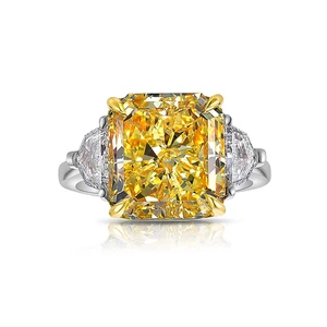 Fancy Vivid Yellow Engagement Ring 5.70 Ct IGI Lab Grown Diamond 14K White Gold - Picture 1 of 17