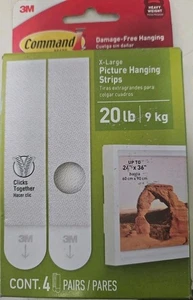 Command 20 Lb XL Heavyweight Picture Hangers, Damage-Free Hanging, 4 Pairs - Picture 1 of 10