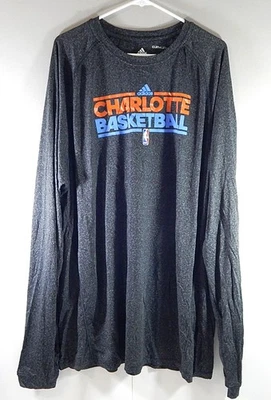 Charlotte Bobcats Adidas Climalite Team Issued LS Shirt Dark Gray 2XL Tall - Image 1 of 2