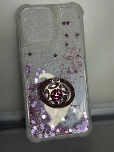 Funda iPhone 14 Pro Max Rosa Brillo Deslumbrante con Corazones Flotantes con Pata de cabra - Imagen 1 de 3