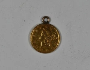 1853 US $1 GOLD LIBERTY HEAD COIN NECKLACE PENDANT STRONG DETAIL $1 GOLD PIECE - Picture 1 of 8