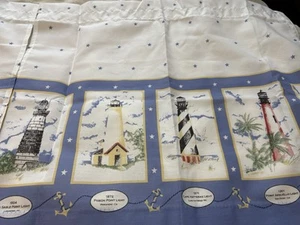2 Cafe Curtain Panels 24X28” Lighthouse Beach Sailing Design - Picture 1 of 9