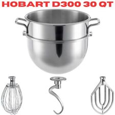 30 Qt Mixer Accessories Hobart D300 Mixing Bowl Dough Hook Wire Whip Flat Beater