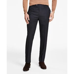 Calvin Klein Men's Slim-Fit Performance Dress Plaid Pants Charcoal Blue B4HP - Picture 1 of 15