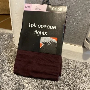 Fashion Cotton Rich Opaque Tights Black Large From Primark BNWT Primark Maroon - Picture 1 of 3