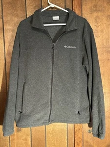 Columbia Fleece Jacket Men's Size Medium Gray Full Zip Pockets Draw Cord - Picture 1 of 8