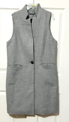 Colete de tweed White House Black Market longo cinza claro 1 botão feminino tamanho 10 - Imagem 1 de 4