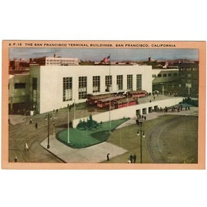 San Francisco, CA California Terminal Buildings Train Vintage Postcard - Picture 1 of 2