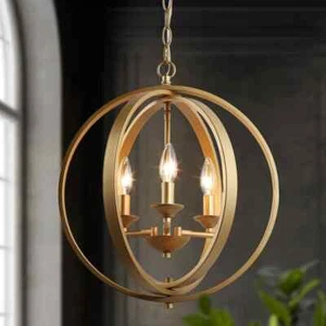 Uolfin Modern Chandelier Pendant Light 3-Light Globe Cage Dining Room Chandelier - Picture 1 of 9