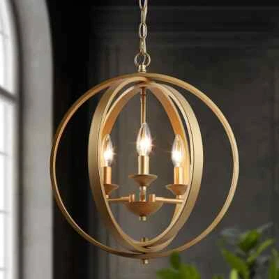 Uolfin Modern Chandelier Pendant Light 3-Light Globe Cage Dining Room Chandelier - Image 1 of 4