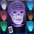 3D LED-Illusion Nachtlicht Schdel inkl. Fernbedienung Tischlampe Geschenk RGB