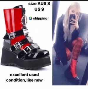 demonia boots. size au8.5 / us9 w. w scene-51 ❤️Worn - Picture 1 of 10