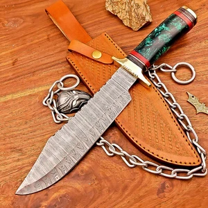 CUSTOM Handmade DAMASCUS STEEL KNIFE Hunting Knife Bowie KNIFE W/SHEATH IS-5264 - Picture 1 of 10