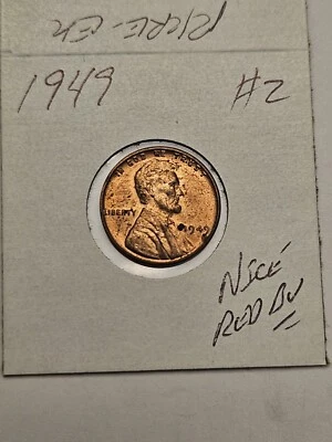 wheat penny 1949 GREAT RED BU 1949-P LOT #2 LINCOLN CENT  NICE UNC RED LUSTER - Image 1 of 3